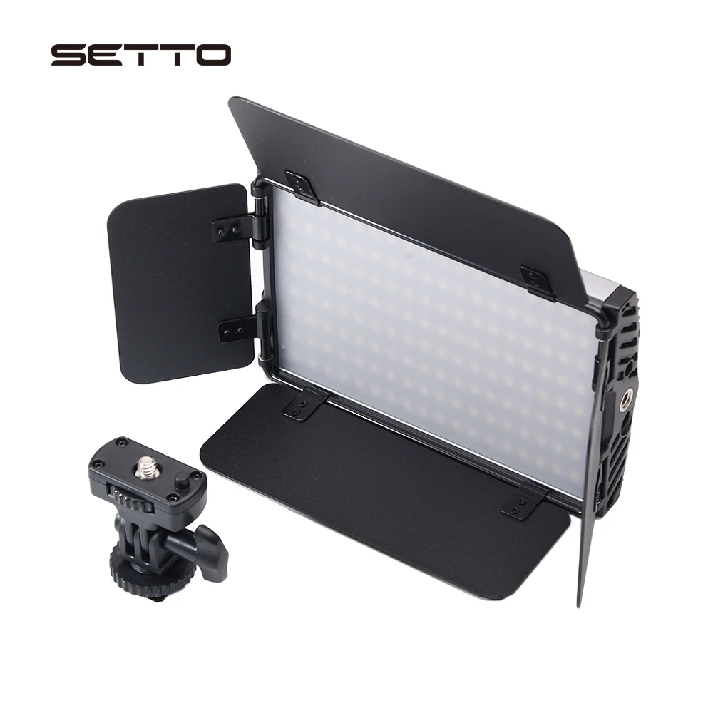 SETTO Ultra Thin Light Weight Bi-color LED Video Camera Light with Barndoors Kit for Youtube Vlog Canon Nikon Sony Camera