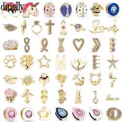 DINGLLY 10mm Square Hole Alloy Gold Plated Beaded Unicorn Star Charm Fit Mesh Bracelets For Women Diy Beads Accessories
