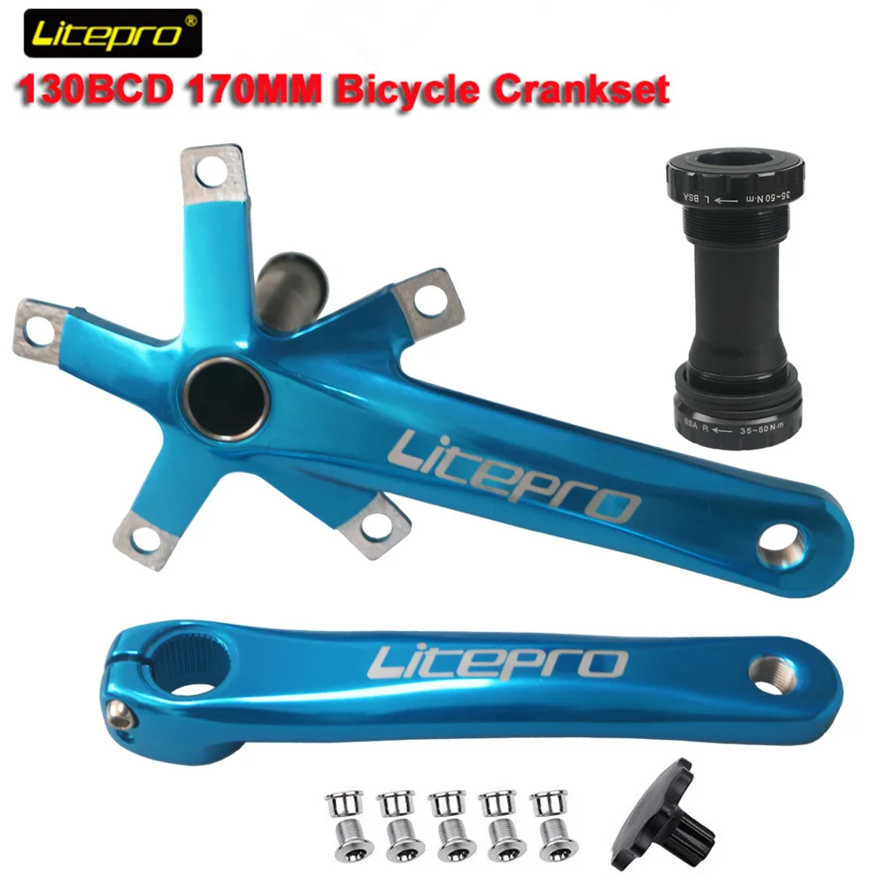 

130BCD Bicycle Crankset 130 BCD 170 Length Cranks Set Road Bike Hollow Integral Crank Arm Folding Bike BB Bottom Bracket Parts