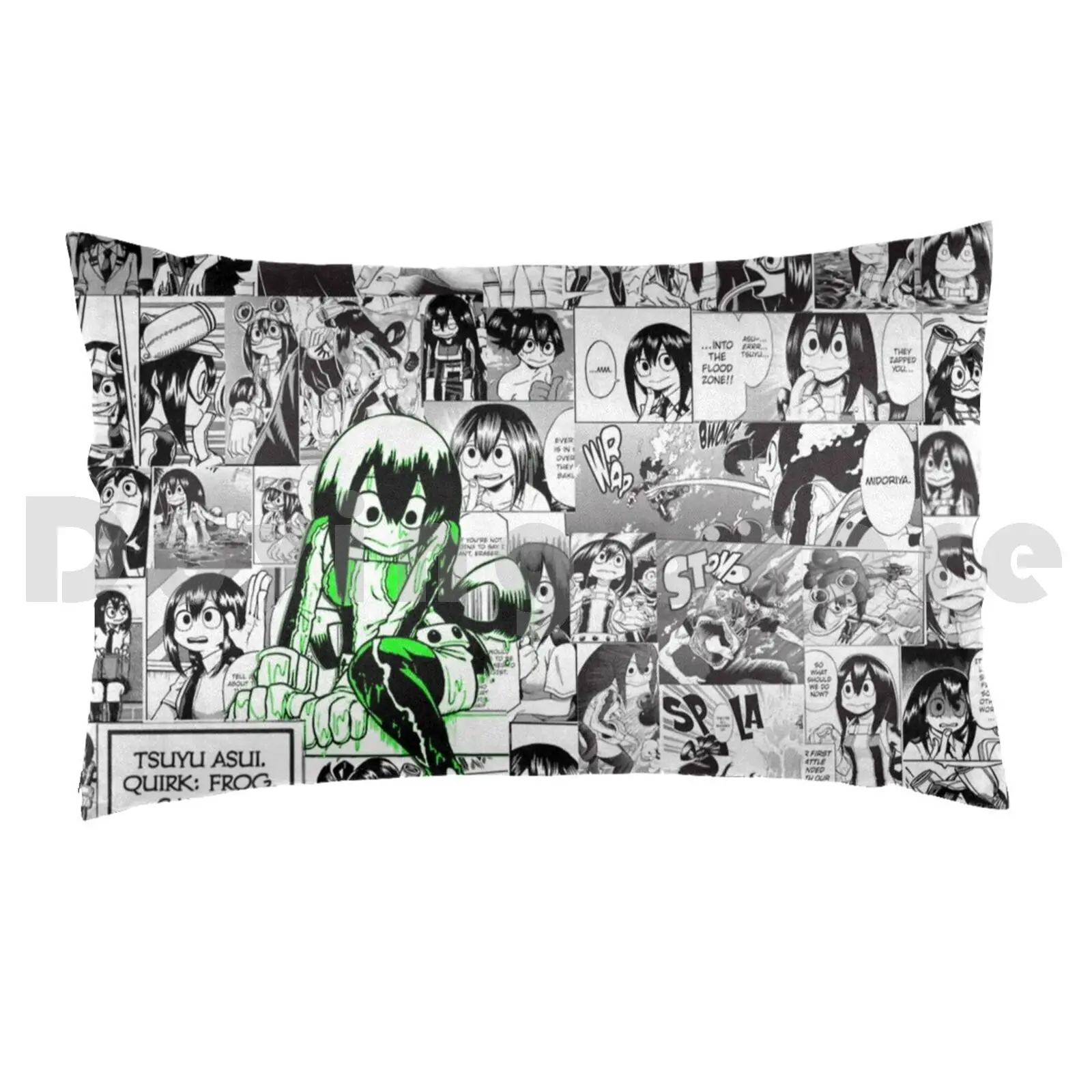 Froppy Hops Into Battle! Pillow Case Printed 50x75 Tsuyu Asui Asui Tsuyu Tsuyu Asui Froppy Boku No Hero