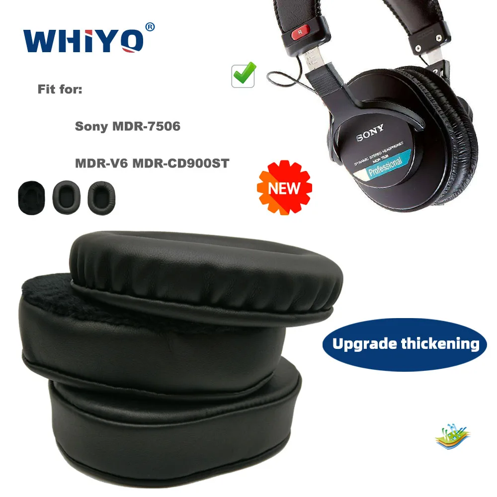 

Новые обновленные Сменные амбушюры для наушников Sony MDR-7506 MDR-V6 MDR-CD900ST, Кожаная подушка, бархатные наушники