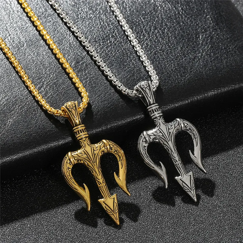 Best Selling Poseidon Trident Pendant Accessories Trendy Male Personality Hip Hop Necklace Fashion Jewelry Gift For Friends