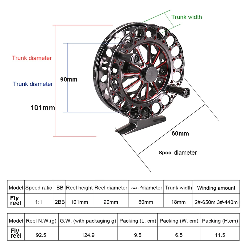 WESTBASS Fly Fishing Reel 2BB Large Arbor Aluminium Alloy Fly Reel 8kg Max Drag Left&Right Handle Fishing Wheel CNC Machine