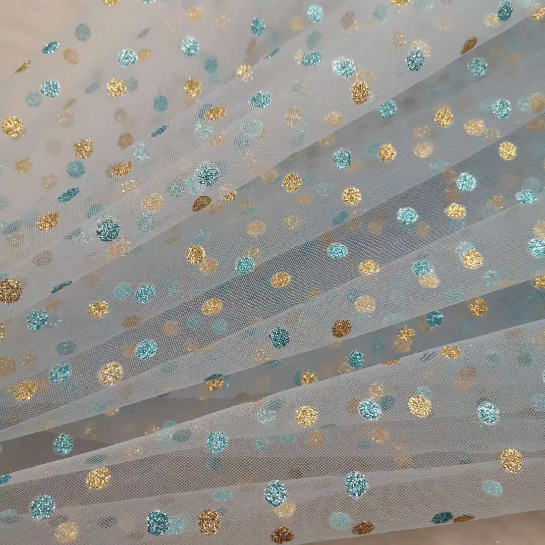 6mm kolorowe kropki brokatowa siatka z nadrukiem suknia ślubna dekoracja ślubna odzież dziecięca Tutu sukienka Baby Shower