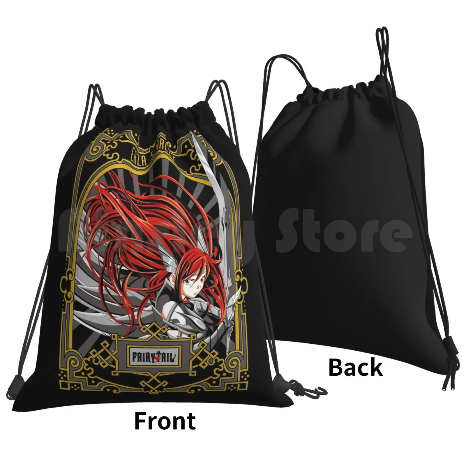 Erza Scarlet Backpack Drawstring Bags Gym Bag Waterproof Erza Scarlet Dragneel Anime Japan Cute Kawaii Ersa Scarlett