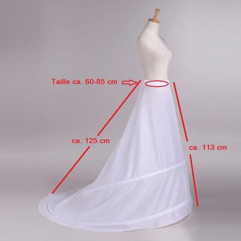 Train Hoop Skirt New 2 Rings White Wedding Dress Underskirt Petticoat