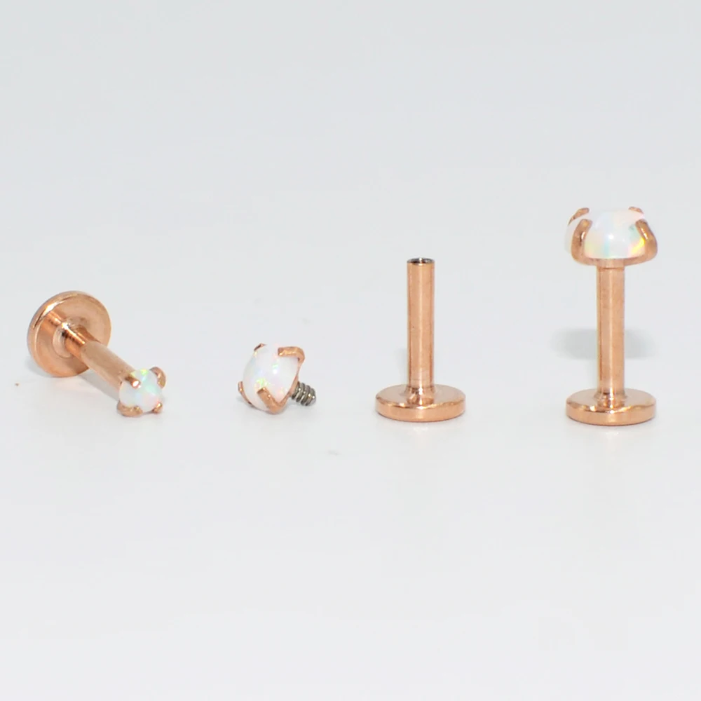 1pcs Surgical Steel Prong Opal Stone Nose Screw Stud Labret Helix Ring Lip Bar Stud Ear Cartilage Earring Piercing Body Jewelry