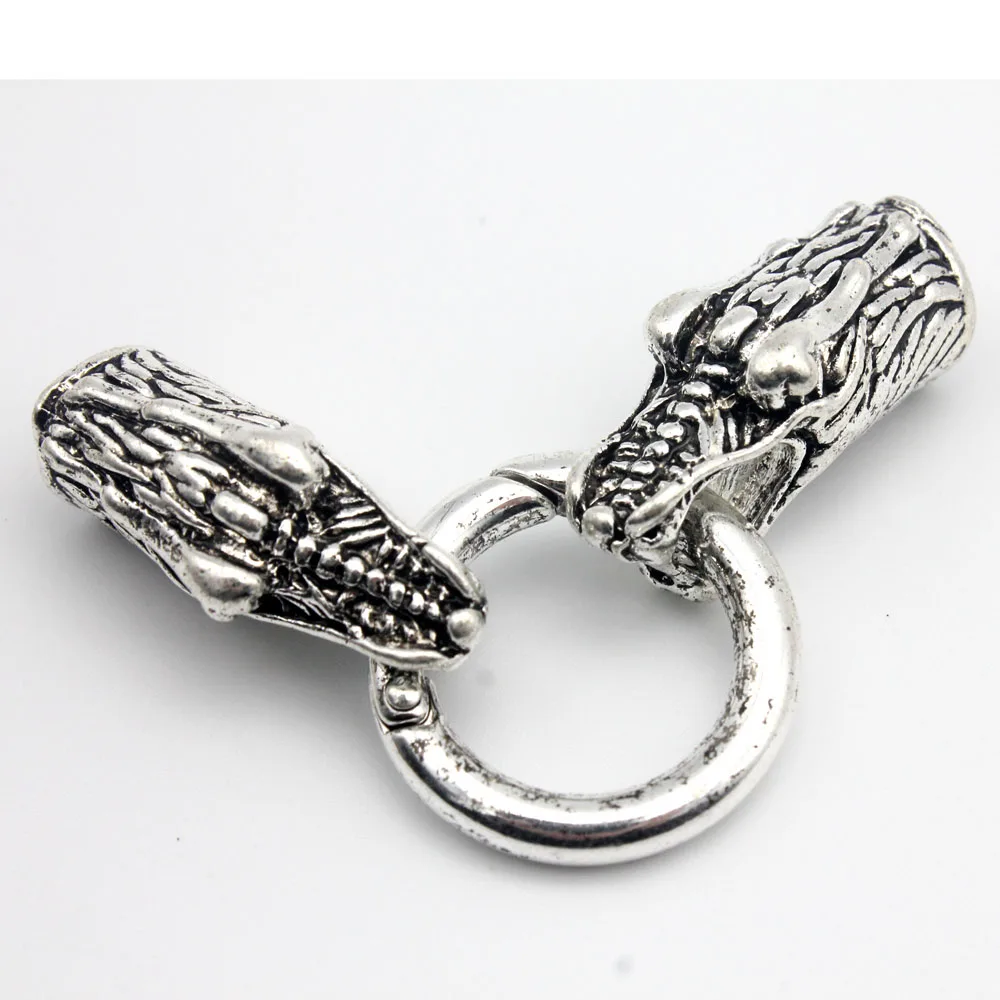 Aaazee Crocodile Clasp, 9mm/10.5mm Inner Hole Two Crocodile Heads Biting A Ring, Antique Silver