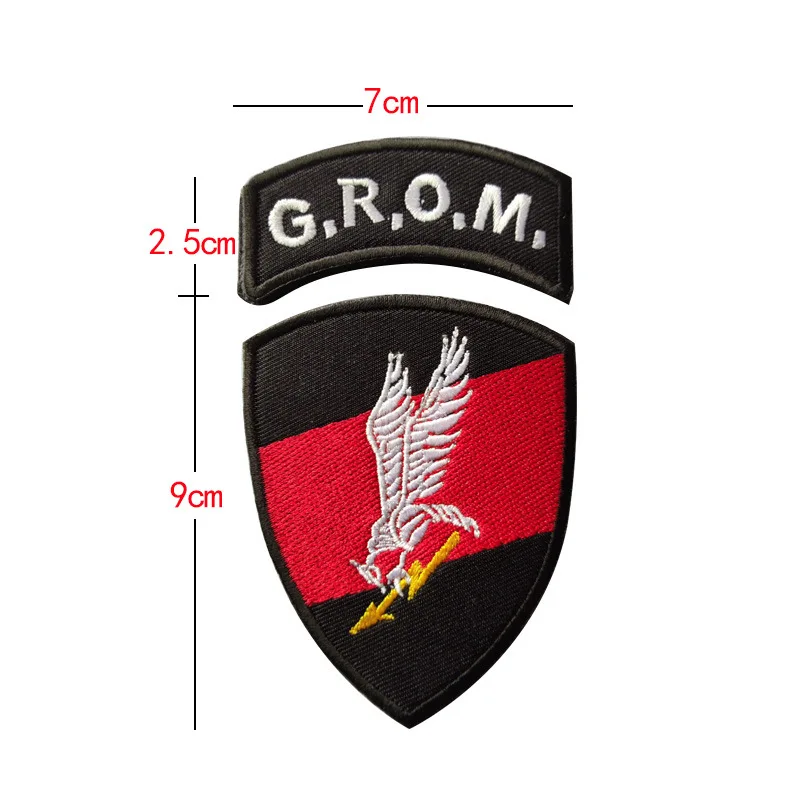 Polish Flag Embroidery Hook&Loop Patch Fan Tactical Skull Sticker Poland Outdoor Hat Clothing Backpack DIY Grom Military Badge