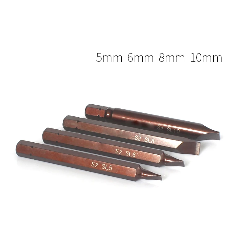 80mm Length 5/16 inich 8mm Hex Shank Heavy Impact Slotted Screwdriver Flat-blade Bit hand Tool S2 Alloy Steel 5mm 6mm 8mm 10mm