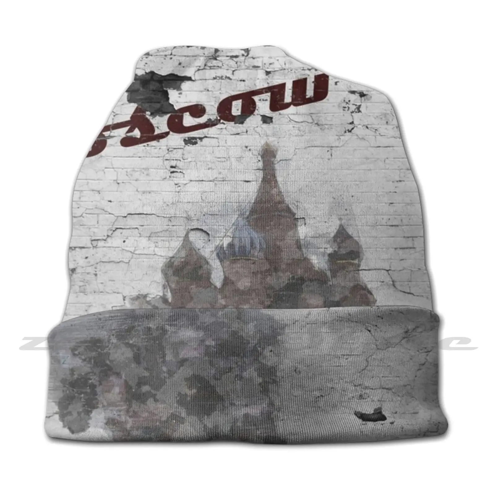 Vintage Watercolor Moscow City Knit Hat Hedging Cap Soft Elasticity Outdoor Sports Leisure Church World District Basils St