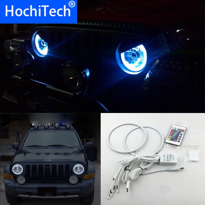 

for Jeep Liberty KJ RGB LED headlight halo angel eyes kit car styling accessories 2000 2001 2002 2003 2004 2005 2006 2007