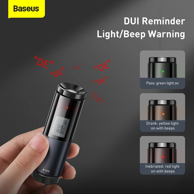 Baseus Automatic Alcohol Tester Professional Breath Tester LED Display Portable USB Rechargeable Breathalyzer Alcohol Test Tools