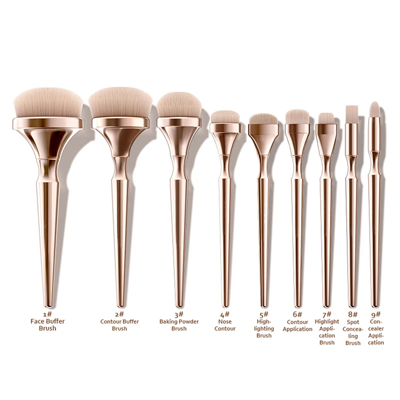 9 PCS Makeup Brush Set Professional Durable Soft Hair Brush Set for Make-up Eyeshadow Eyebrow Powder Foundation Brush Set