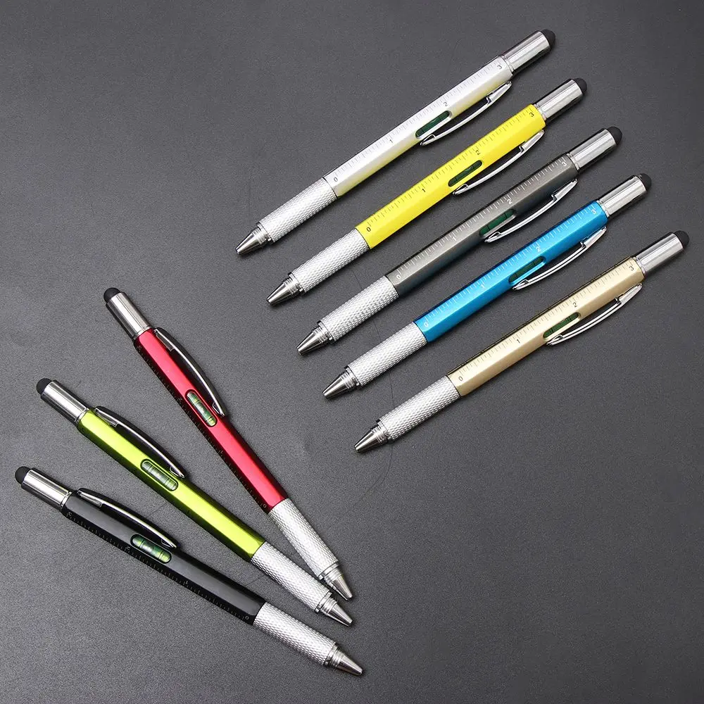 Multi-functional Capacitive Pen with Screwdriver Spirit Level Ballpoint Pen Mobile Phone Screen Touch Gadgets Construction Tools