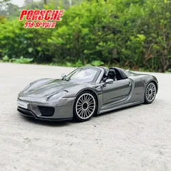 Bburago 1:24 Porsche 918 Spyder die casting alloy car model Art Deco Collection Toy tools gift factory authorization