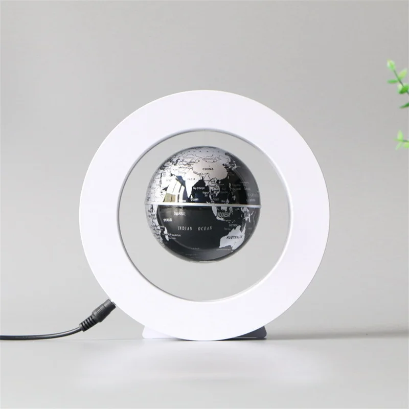 4inch Round LED Globe Magnetic Floating Globe Geography Levitating Rotating Night Lamp World Map School Office Supply Home Decor