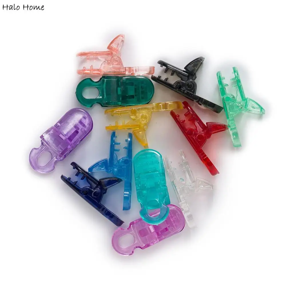 5pcs Transparent Plastic Suspender Pacifier Clips Binky Paci Dummy Soother Toy Teething Ring Leash Bib Holder Clamp Snap