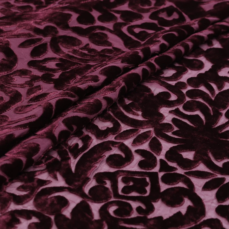 Silk Fabric Etched-out Velvet Silk Fabric Jacquard Real Velvet Hollow Clothing Dress Cheongsam Fabric/0.5M