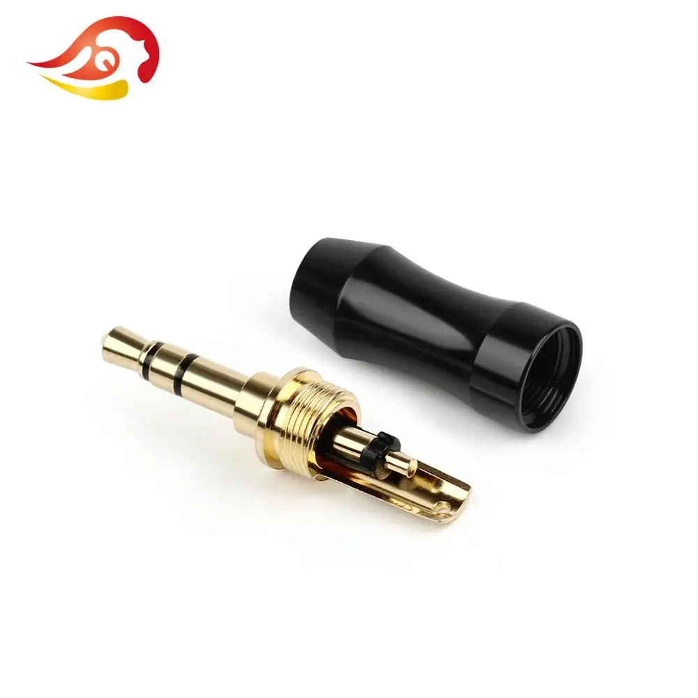 QYFANG 3.5mm 3 Pole Stereo Rhodium/Gold Plated Copper HiFi Earphone Plug Audio Jack Metal Adapter Aluminum Alloy Wire Connector