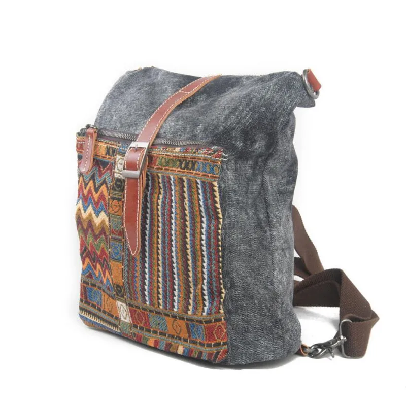 Vintage Canvas Backpacks for Women Denim Travel Bags Girls Fashion Schoolbags рюкзак школьный Female Casual Rucksacks Ethnic Bag