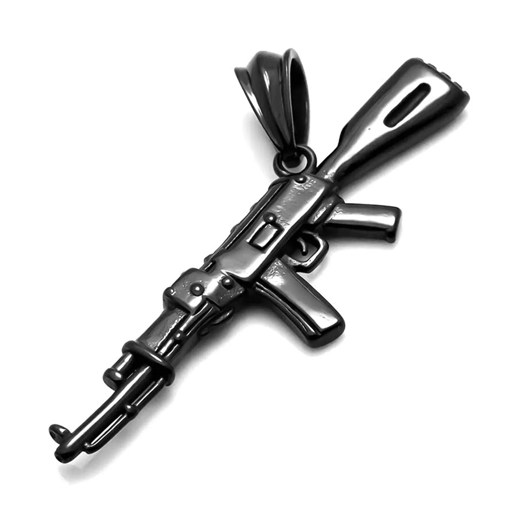 BONISKISS Charm Pistol Gun Shaped Pendant Punk Gun Army Style Chain Necklace For Men corrente masculina Jewelry With Chain 22" view 2
