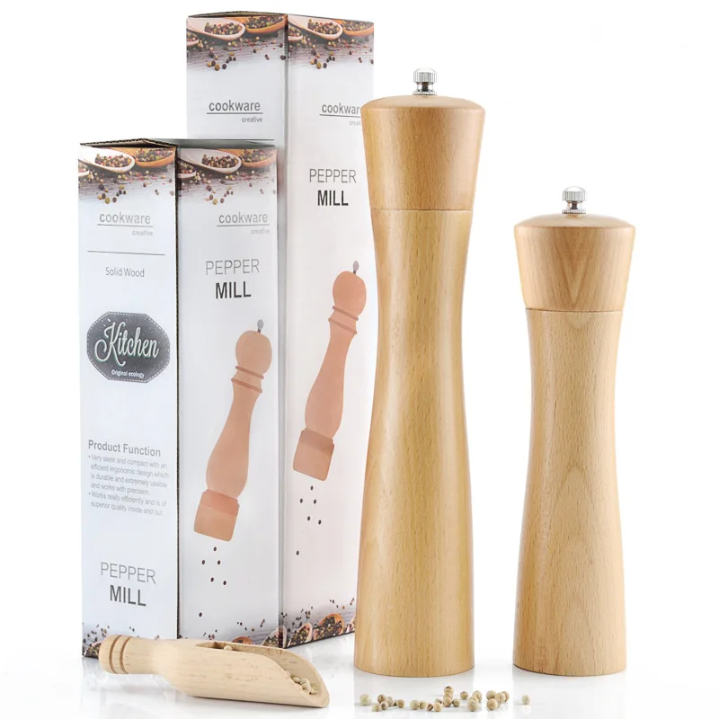 

Adjustable Handheld Salt and Pepper Mills, Wood Pepper Mill, Seasoning Mills, Kitchen Tools Accessories