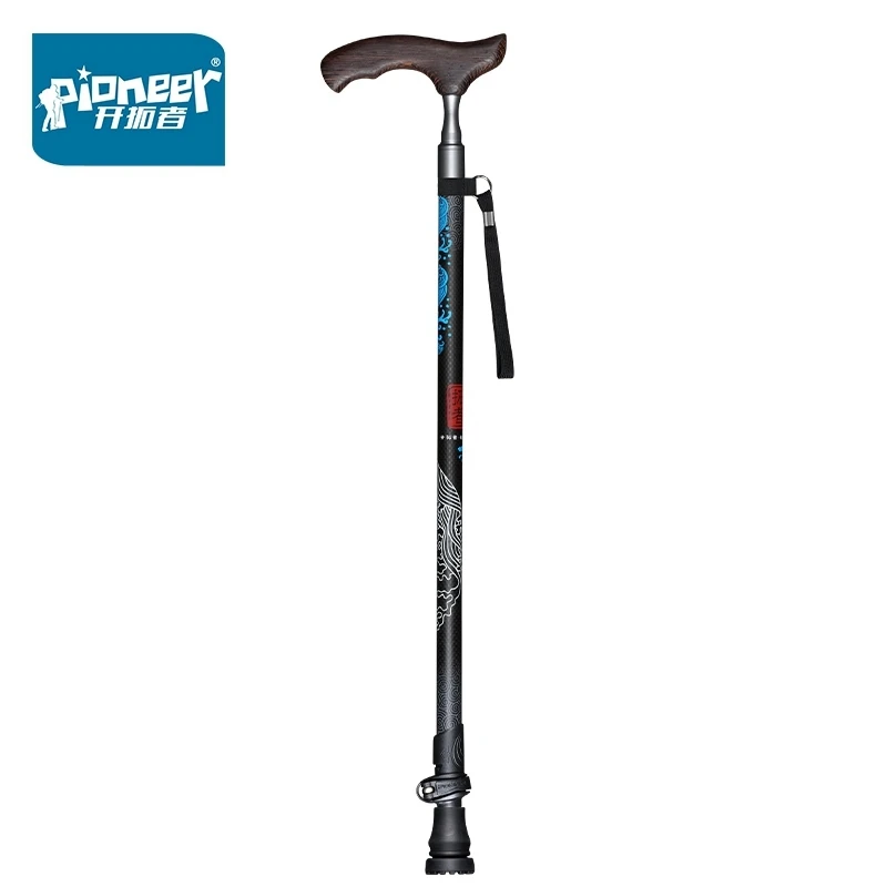 Bastoncini da passeggio con manico a T in legno in fibra di carbonio per turismo canna da Trekking Nordic Walking Pole stampelle da Trekking Bar