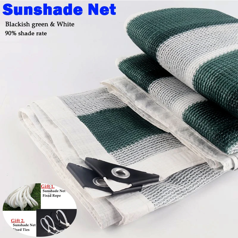 

Blackish Green-White HDPE Anti-UV Stripe Sun Shading Net Outdoor Awning Garden Courtyard Sunblock Succulent Plant Sunshade Nets