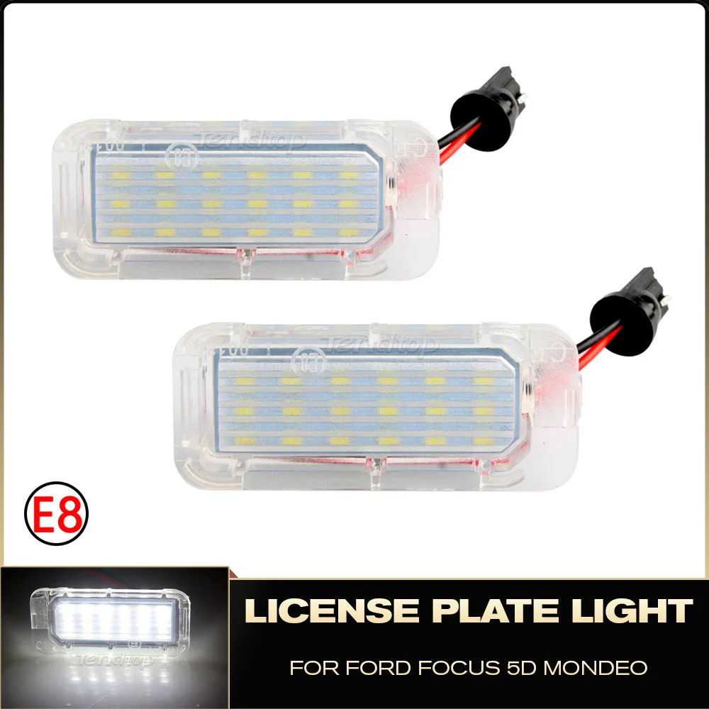 2Pcs Auto Lamp  2V Error Free Number LED Number License Plate Light White For Ford Focus 5D Fiesta Mondeo MK4 C-Max MK2 S-Max