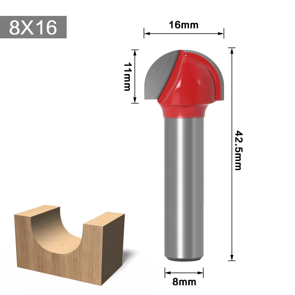 Brocas redondas de carburo sólido para carpintería, Herramientas CNC con vástago de 8mm, punta redonda, caja de núcleo de Cala, fresa de bola