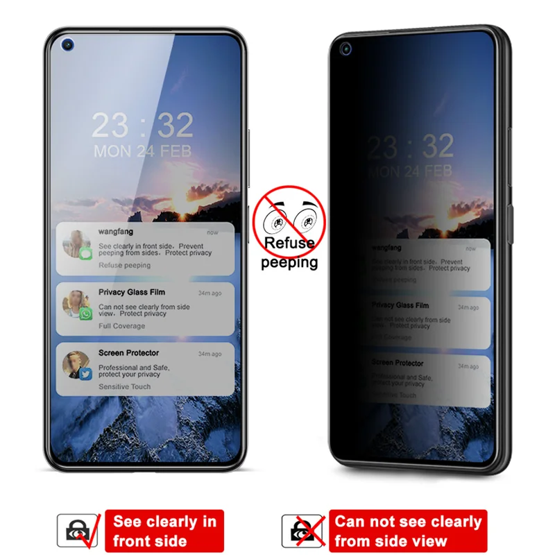 Anti-spy Privacy Tempered Glass Film Cover Screen Protector For Oneplus Nord N10 5G One Plus N100 Onepluus N200 5G 1+ Nord N10
