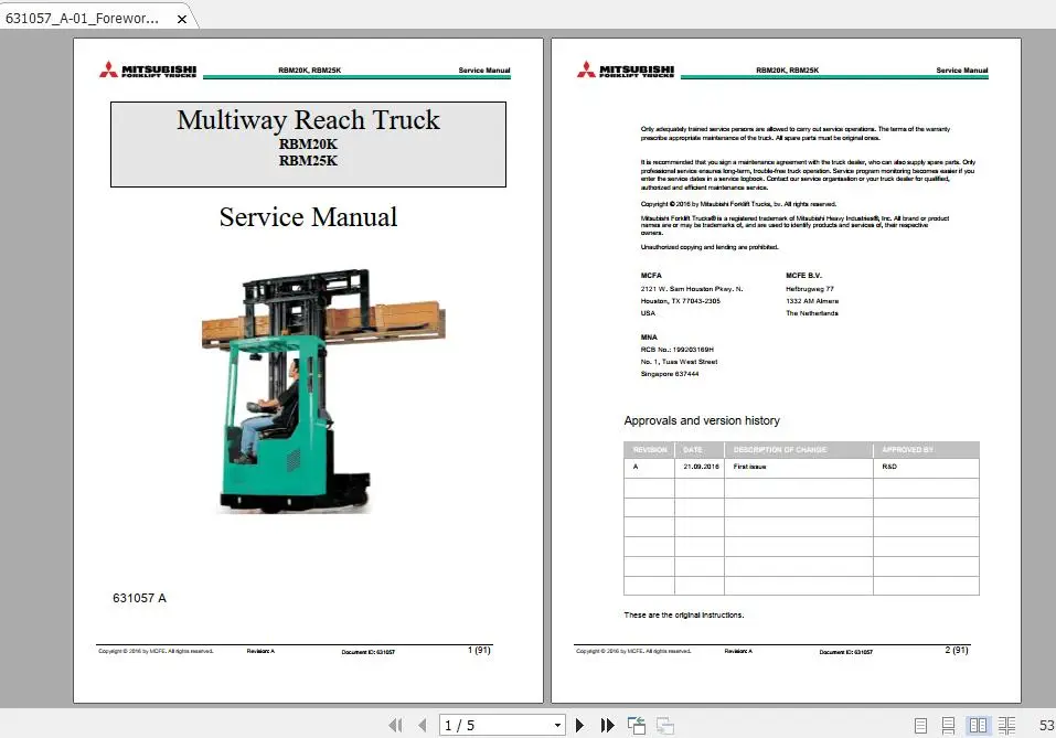 

[MCFE] For Mitsubishi Forklift MCFE 36,4GB PDF Full Models Service Manuals DVD Updated [07/2021]