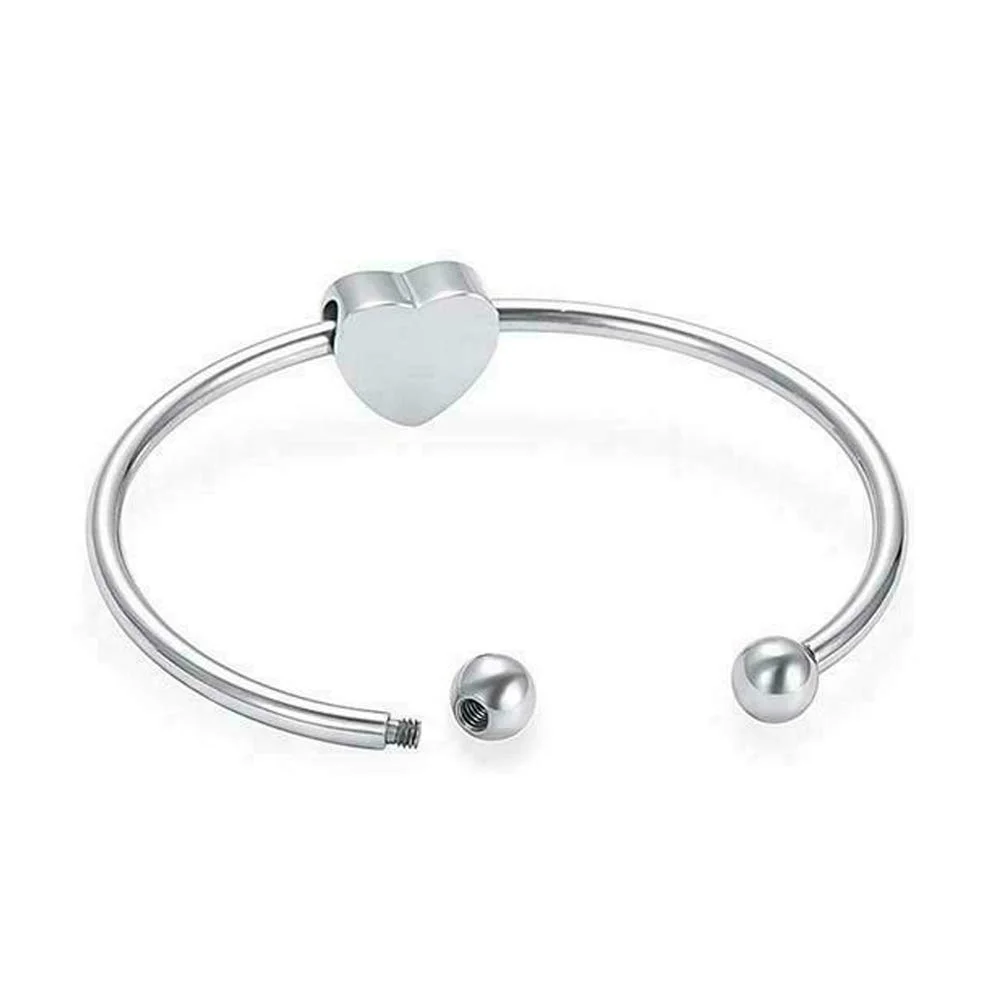 Cremation Jewelry for Ashes - Heart Pendant Memorial Urn Bracelet Bangle Ashes Holder Stainless Steel Keepsake Jewelry