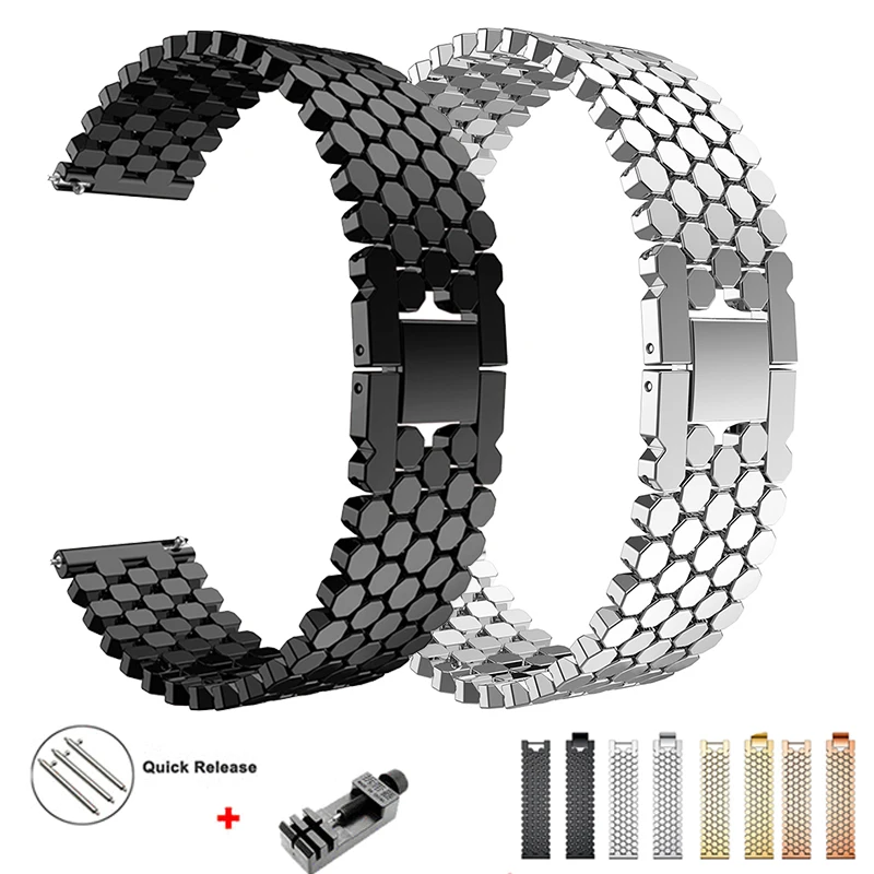 

22mm Stainless Steel Watch band For Samsung Galaxy 46mm Gear S3 Classic Frontier band Galaxy Watch 3 45mm Bracelet Link Strap