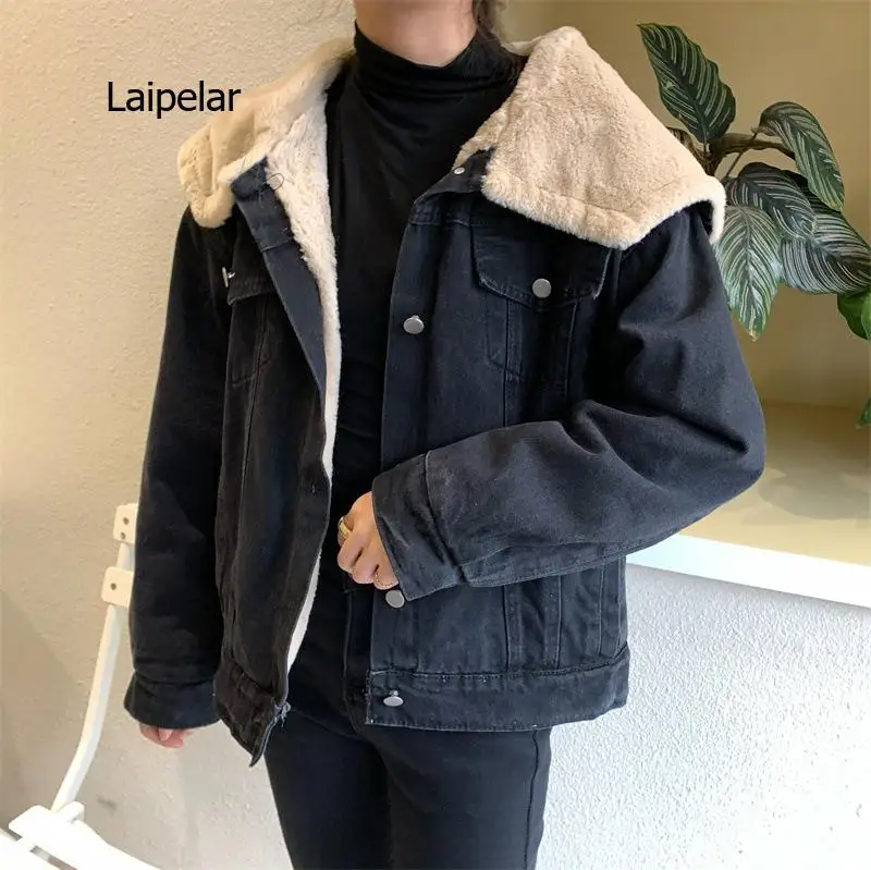 

New Vintage Loose Chic Denim Jacket Female Autumn Solid Denim Blue Jean Coats Oversize Casual Jeans Jacket for Women