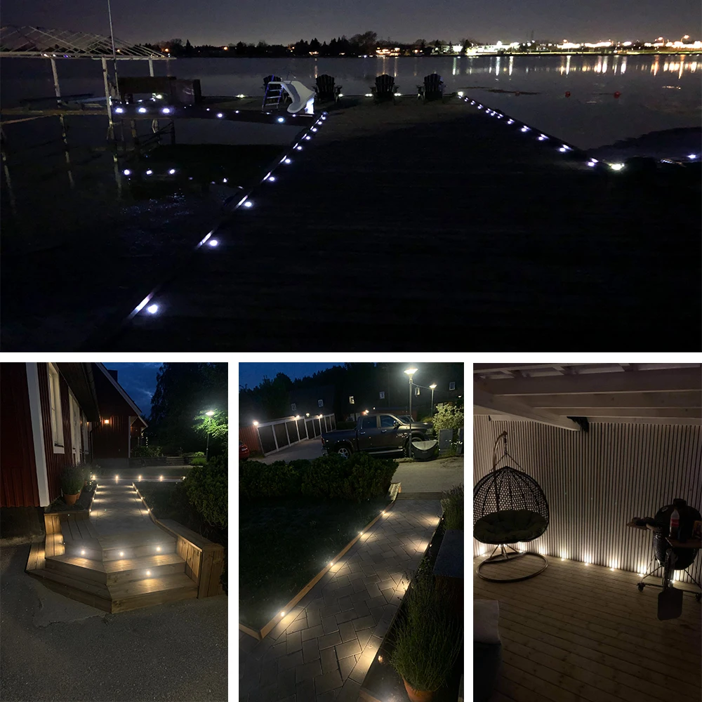 20-Pack LED WIFI RGB Lights Garden Decoration Outdoor DC12V 1W 45MM Lighting Yard Path Pool Deck Floor Stair Round Inground Lamp