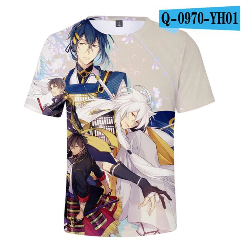 Anime Nhật Bản Áo Thun Touken Ranbu 3D Áo Nam Nữ Graphic Tee Mikazuki Munechika Kashuu Kiyomitsu Hình Kogitsunemaru Trang Phục Hóa Trang