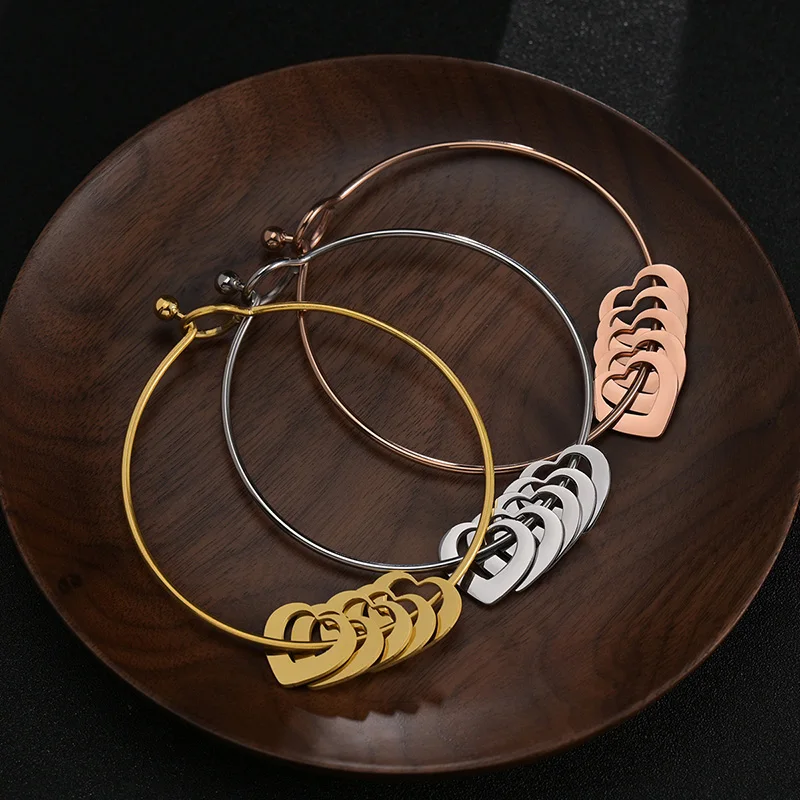 365 مخصص قلوب قلادة الإسورة مجموعة مجوهرات شخصية الفولاذ المقاوم للصدأ نقش أسماء النساء إكسسوارات فتيات هدايا عيد الميلاد #4