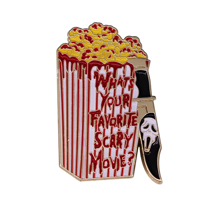 What\'s Your Favorite Scary Movie Scream Killer Enamel Brooch Pin Lapel Metal Pins Brooches Badges Exquisite Jewelry Accessories