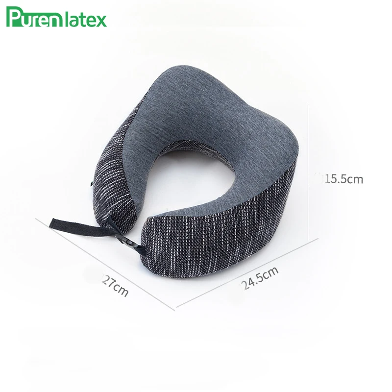 PurenLatex U Shape Travel Pillow for Airplane Memory Foam U Shape Neck Pillow Support with Lock Slow Rebound Pressure Pillow