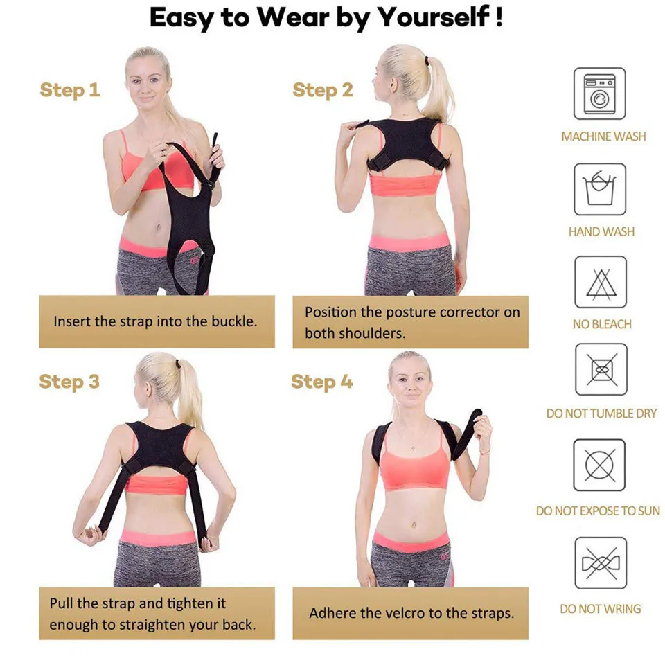 Getinfit Adjustable Back Posture Corrector Clavicle Back Shoulder  Posture Correction Back Support Belt For Adult Unisex