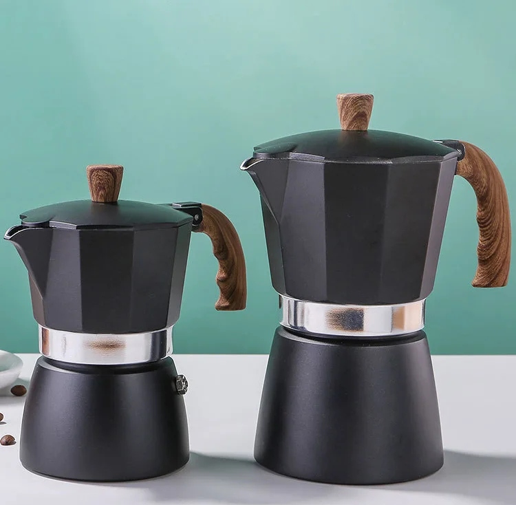 Гейзерная кофеварка 150/300ml de Alumínio Italiano Espresso Moka Cafeteira Pote Utensílios de Cozinha Fogão Cafeteira Percolators