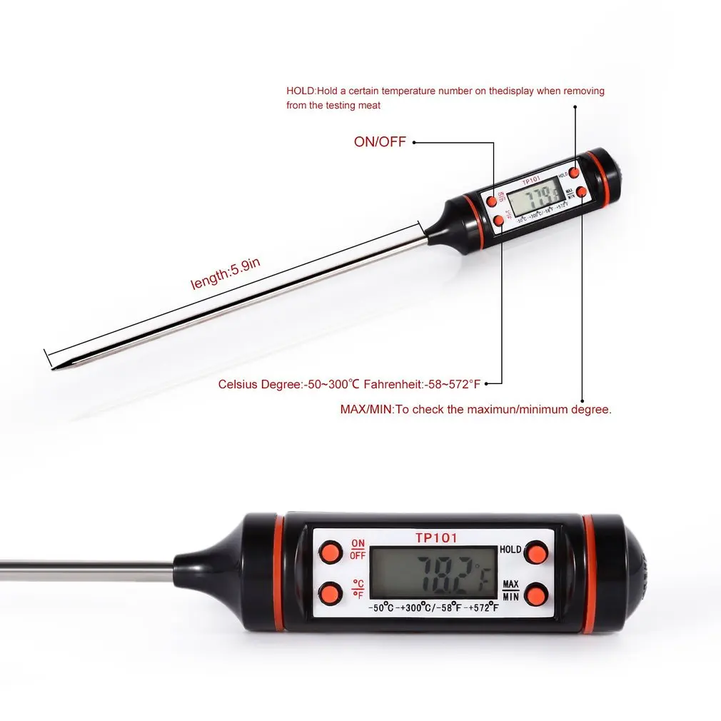 Household Digital Cooking Food Probe Meat Kitchen Cooking BBQ Selectable Sensor Thermometer Food Measuring Equippment