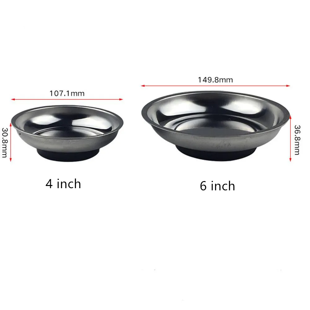 3 بوصة/4 بوصة/6 بوصة أجزاء مغناطيسية مستديرة صينية وعاء طبق الفولاذ المقاوم للصدأ المرآب حامل أداة المنظم أجزاء الأدوات المنزلية #4