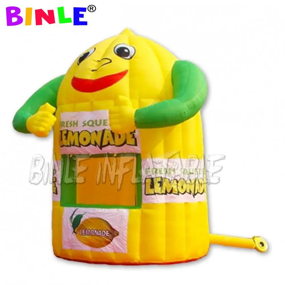 Free blower+Smile face inflatable lemonade stand with printing banner,inflatable fast food,lemonon booth for advertising