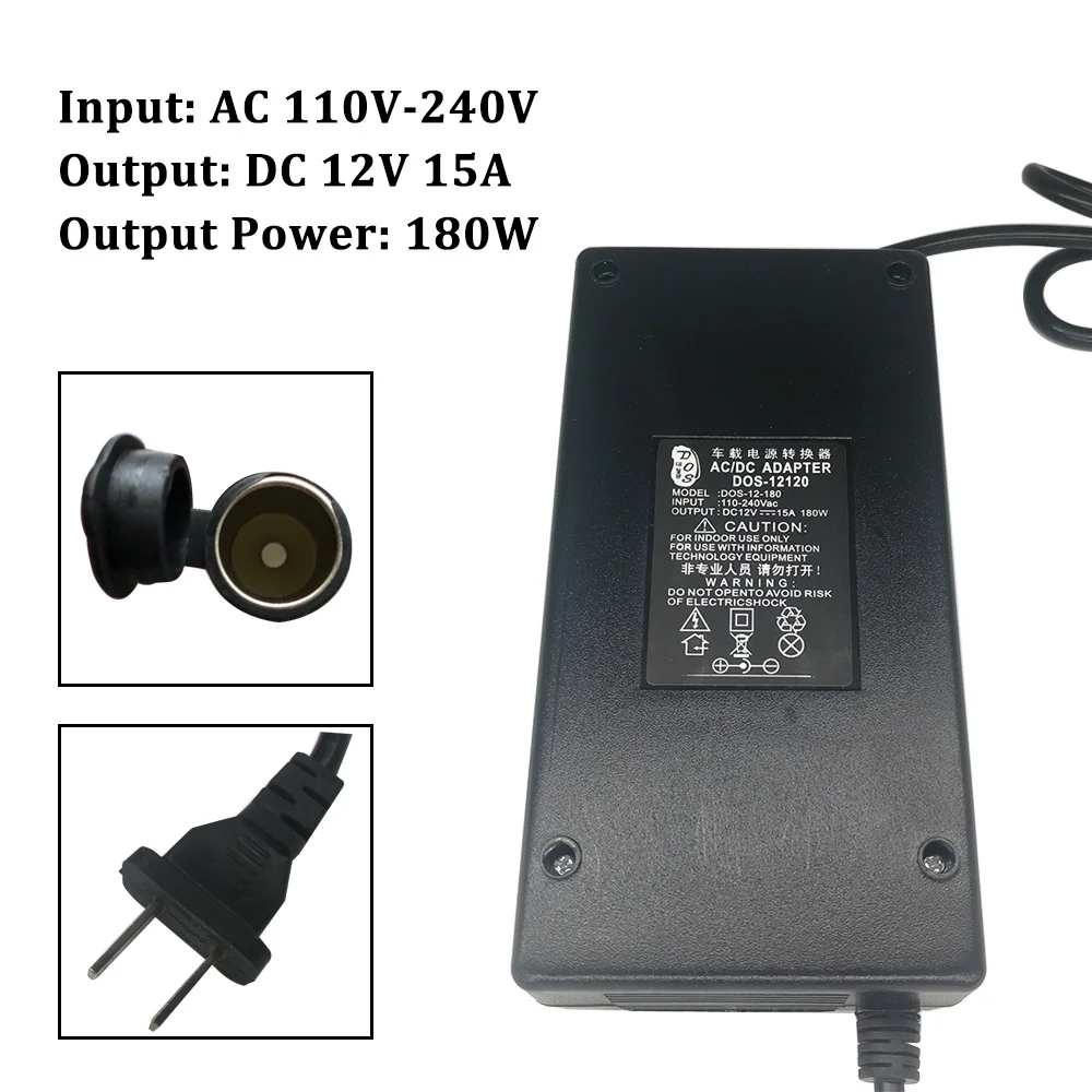 車の電源アダプター,180w,12v,15a,ac 220v(100-250v) 入力,dc12v出力,車の電源,シガレットライター