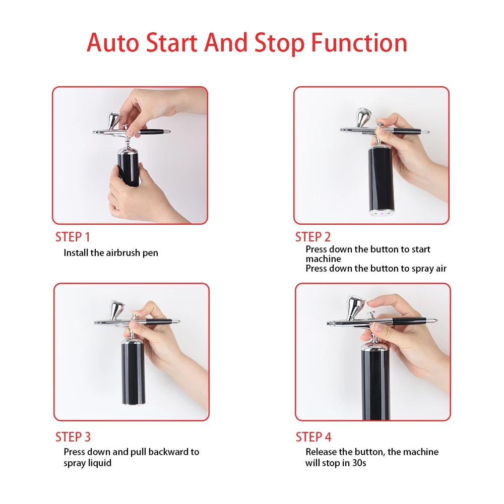 Integrated Mini Cordless Airbrush Barber Makeup Kit Machine System Air Brush Compressor With Trigger Gun Wireless