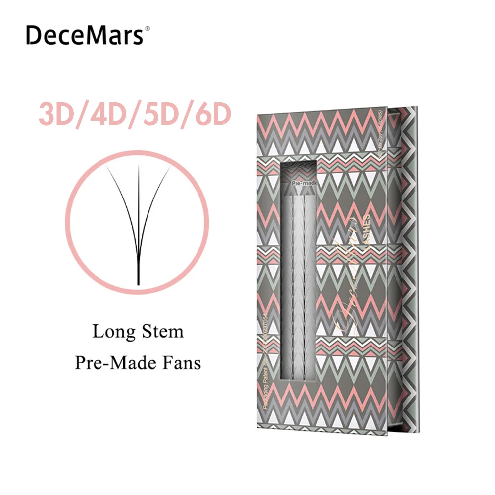 DeceMars Long Stem Pre Made Eyelash Extension 3d/4d/5d/6d Lashes 16lines