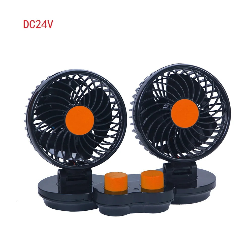 Wentylator samochodowy DC12V/DC24V 8 W z podwójną głowicą Wentylator samochodowy z 2 regulowanymi prędkościami, wszechstronna regulacja, dostępne podwójne zastosowanie